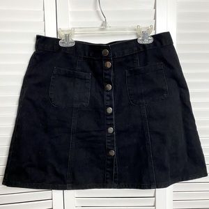 Urban Outfitters Black Button Front Mini Skirt - Black Denim Size M
